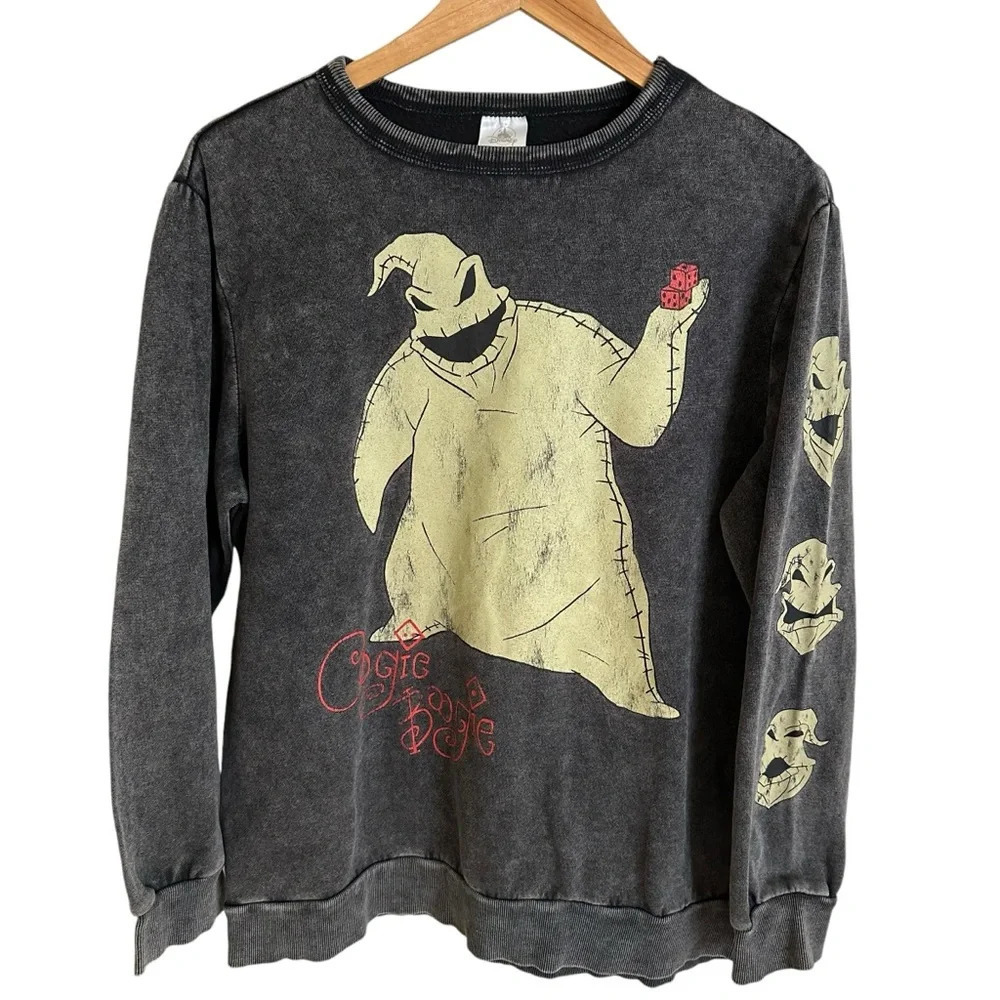 Disney Store womens medium Gray Oogie Boogie Crewneck Sweatshirt Nightmare Grey